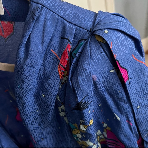 Vintage 1980s Francesca Damon for Starington Abstract Pop Floral Silk Wrap Dress - Picture 7 of 10